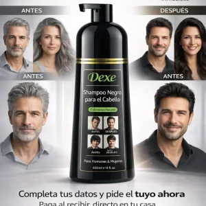 Shampoo Cubre Canas Instantáneo – Coloración Natural Sin Tintura para Hombre y Mujer – Oscurece el Cabello en Minutos con Efecto Duradero