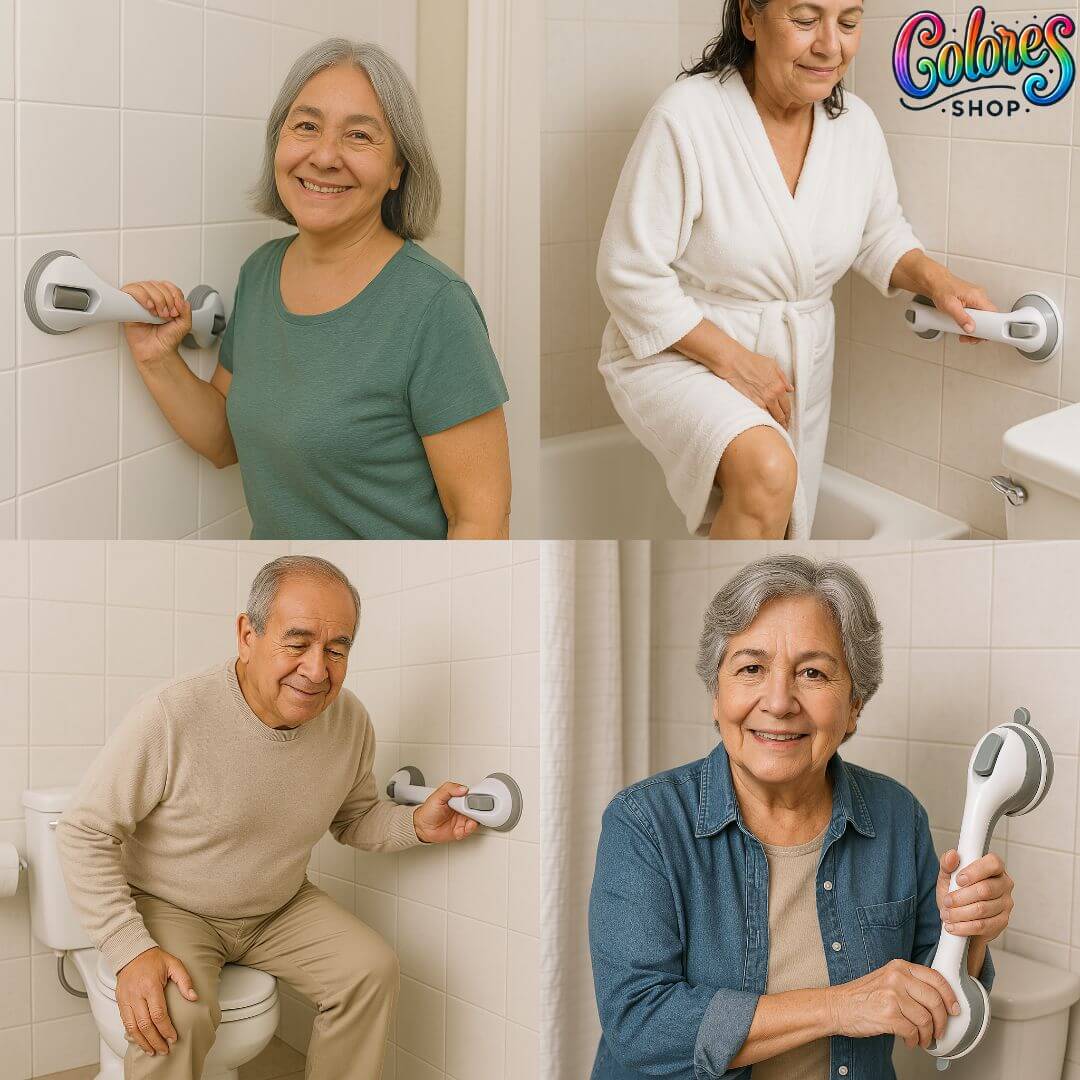 Manilla de Seguridad para Baño (2x1) – Soporte Antideslizante para Personas Mayores y Embarazadas, Instalación sin Herramientas - Imagen 6