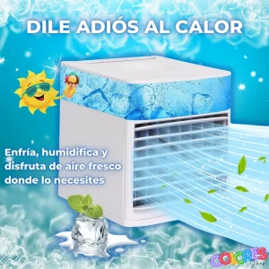 Enfriador de Aire Portátil Compacto - 3 Velocidades Ajustables | Humidificación y Enfriamiento Personal