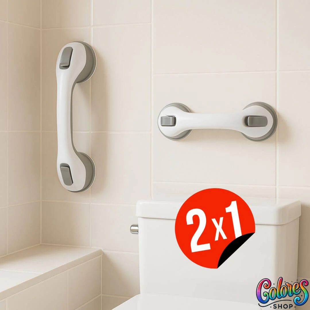 Manilla de Seguridad para Baño (2x1) – Soporte Antideslizante para Personas Mayores y Embarazadas, Instalación sin Herramientas - Imagen 2