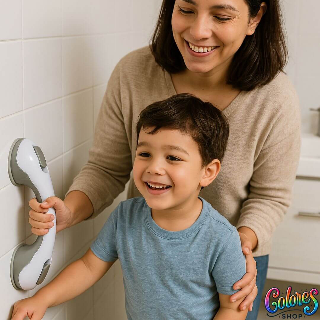 Manilla de Seguridad para Baño (2x1) – Soporte Antideslizante para Personas Mayores y Embarazadas, Instalación sin Herramientas - Imagen 4