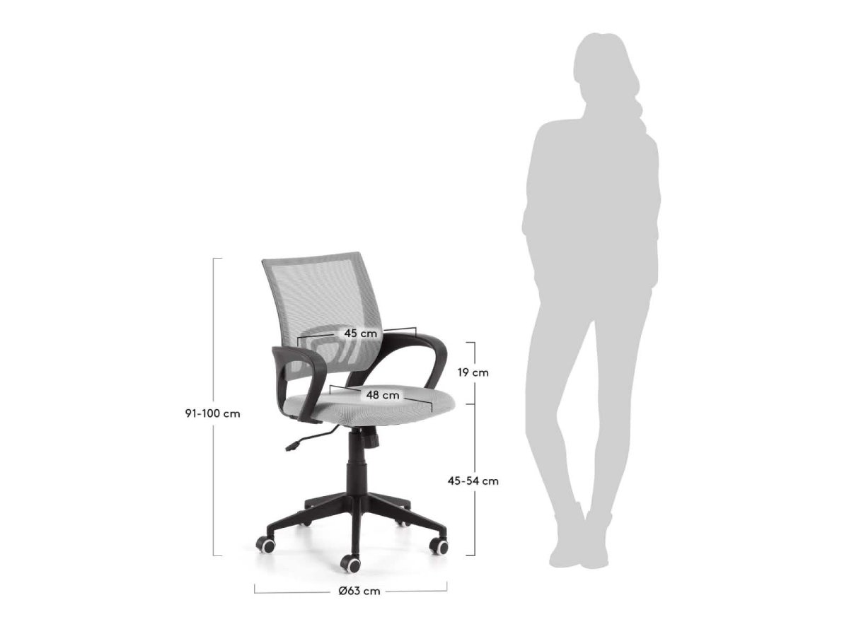 Silla Escritorio Ebor Tela Gray P60 - Imagen 8