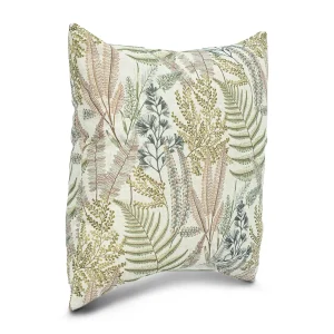 Cojin Poliester Beige Hojas Verdes Large